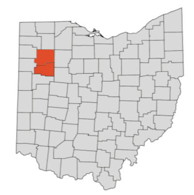 Map of Allen and Putnam Counties Ohio.